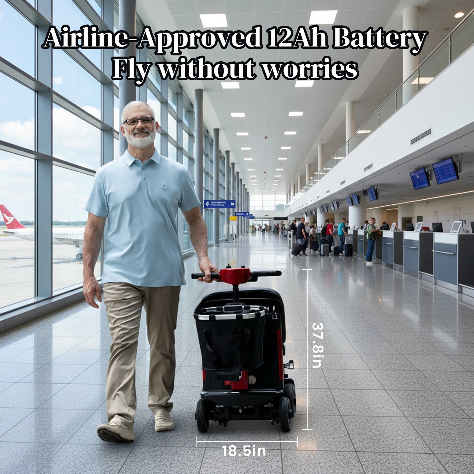 ECOMOBI MS02-F Foldable Mobility Scooter for Seniors – 15-Mile Range | 330 lbs Capacity | Airline Approved