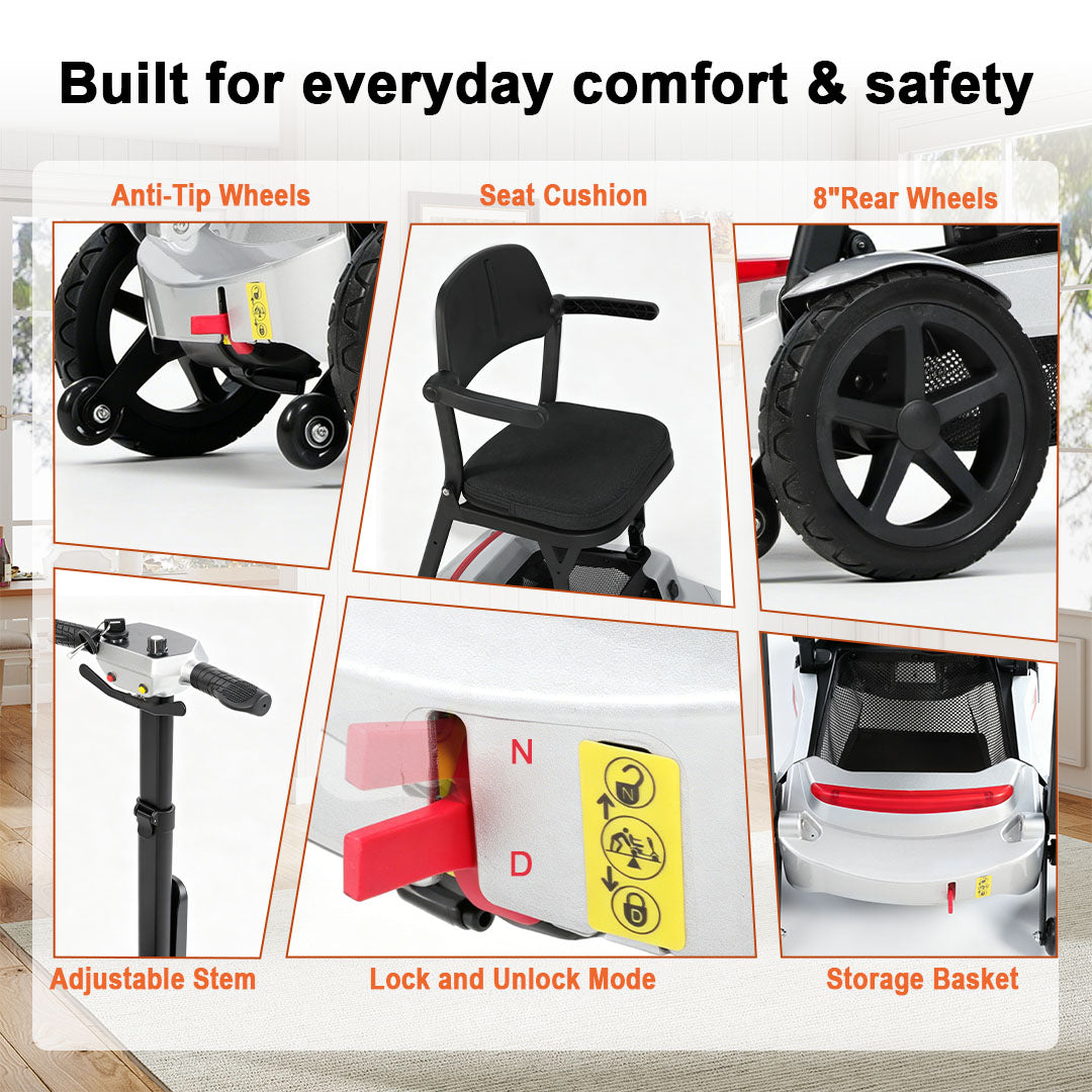 Ecomobi M3 30 lbs Lightweight Foldable Mobility Scooter for Seniors – Up to 32-Mile Long Range