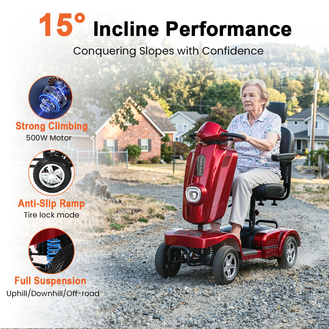 ECOMOBI MS02 Plus Heavy-Duty Mobility Scooter for Seniors – 20/30-Mile Range | 450 lbs Capacity