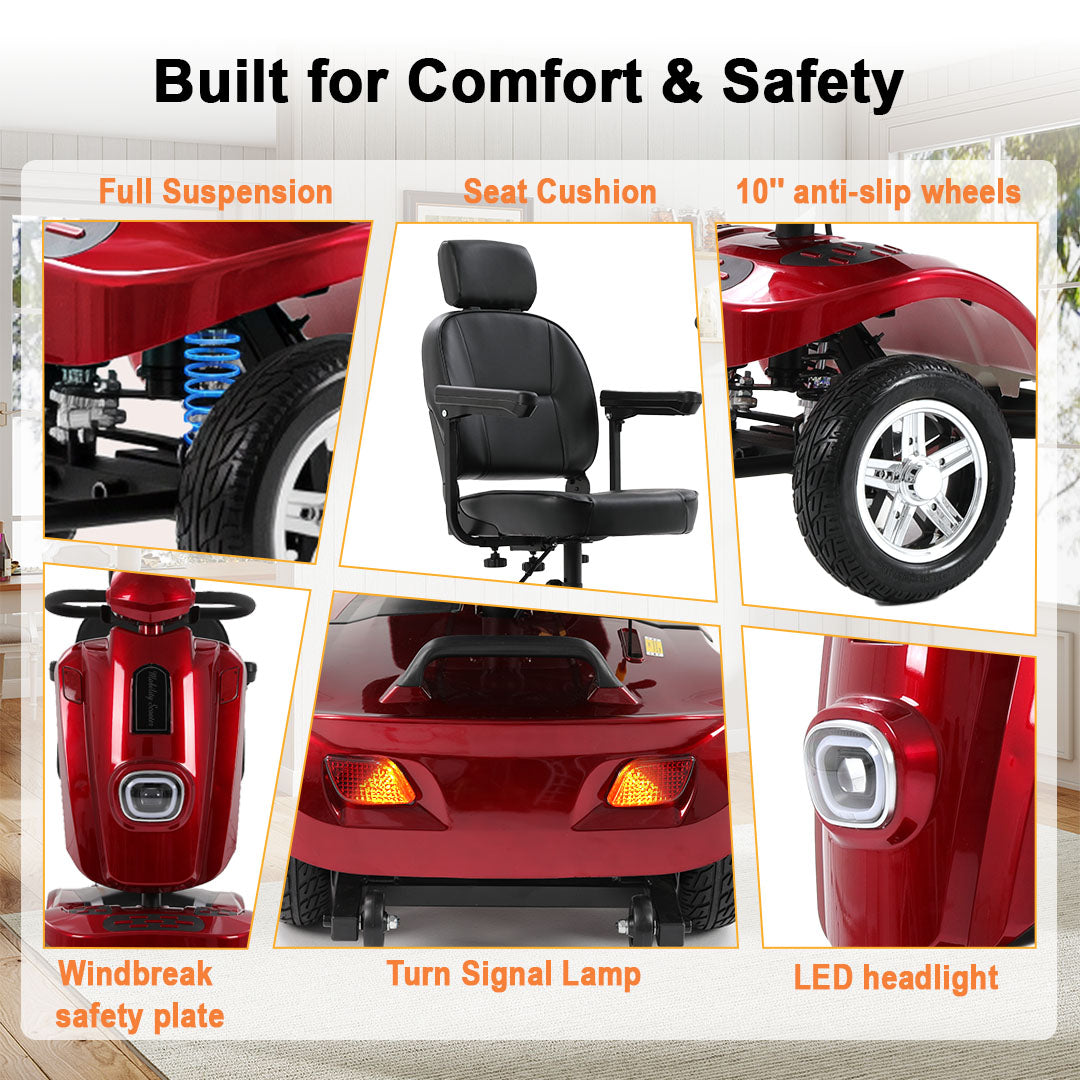 ECOMOBI MS02 Plus Heavy-Duty Mobility Scooter for Seniors – 20/30-Mile Range | 450 lbs Capacity