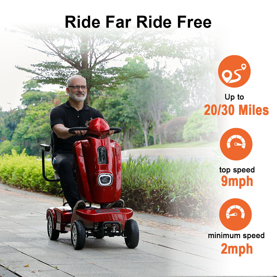 ECOMOBI MS02 Plus Heavy-Duty Mobility Scooter for Seniors – 20/30-Mile Range | 450 lbs Capacity
