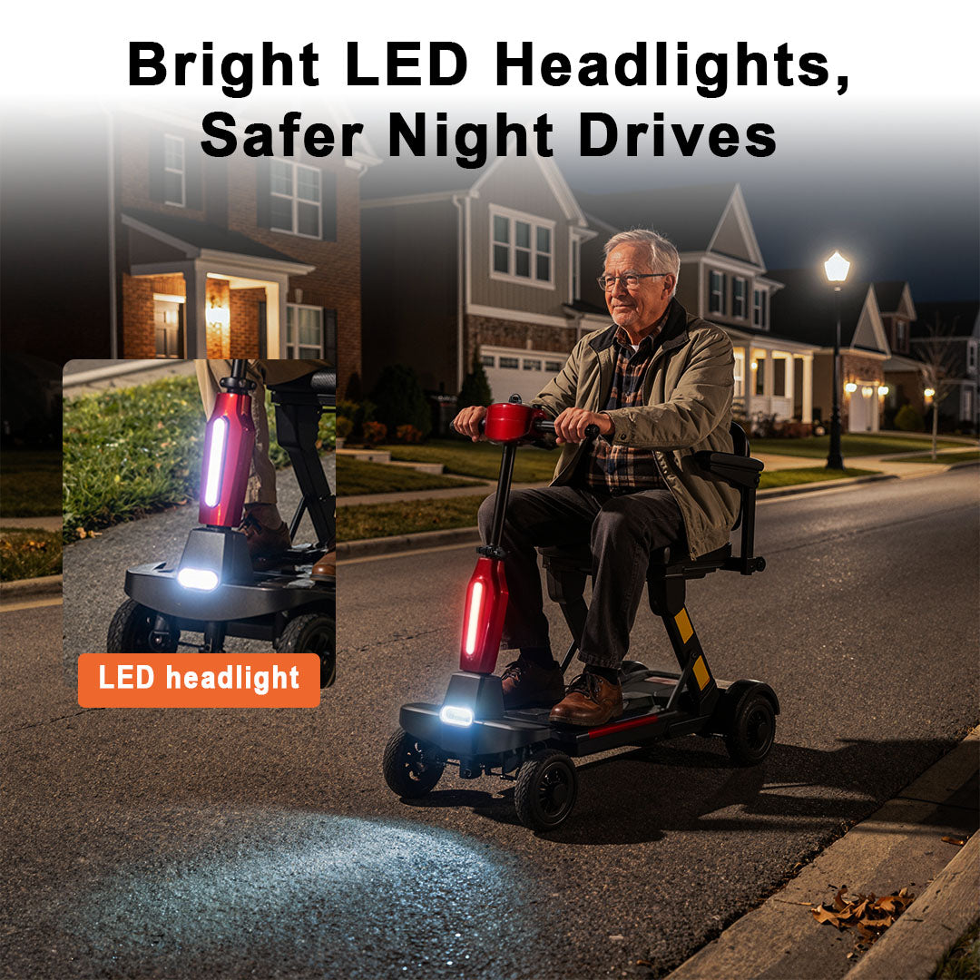 ECOMOBI MS02-F Foldable Mobility Scooter for Seniors – 15-Mile Range | 330 lbs Capacity | Airline Approved