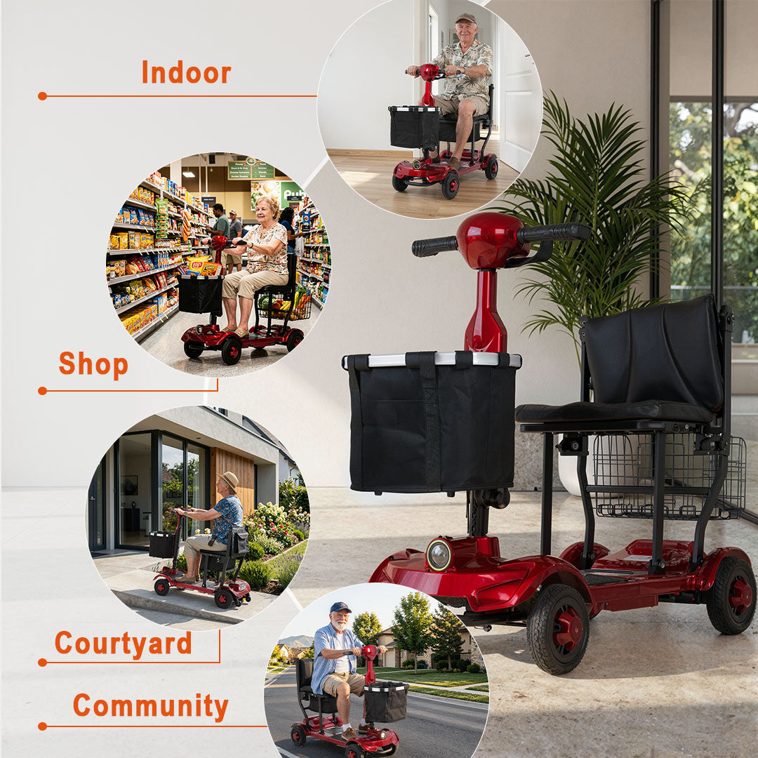 ECOMOBI MS01 F Lightweight Mobility Scooter, 41 lbs, 12/24 Mile Range, 300 lbs Capacity, LED Light & Triple Storage