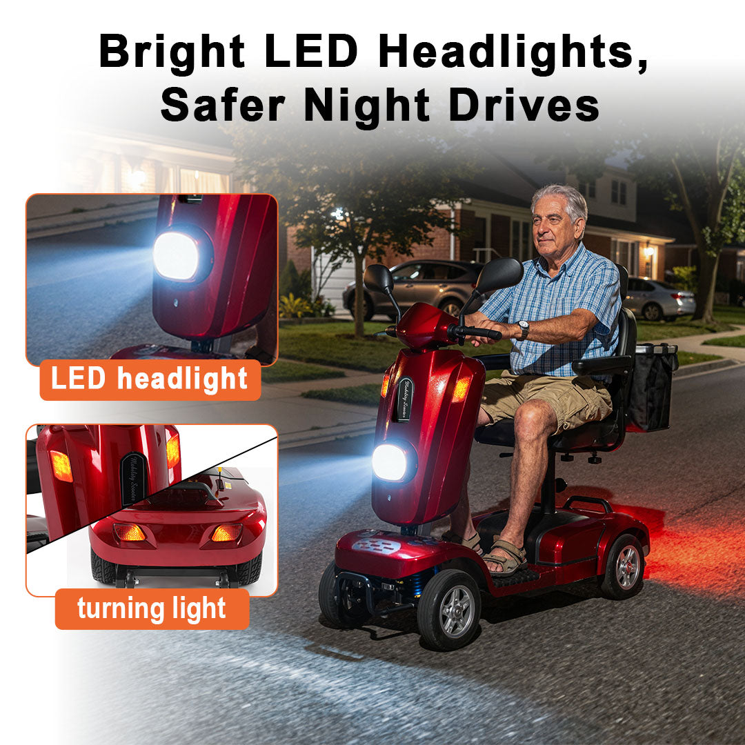 ECOMOBI MS02 Plus Heavy-Duty Mobility Scooter for Seniors – 20/30-Mile Range | 450 lbs Capacity