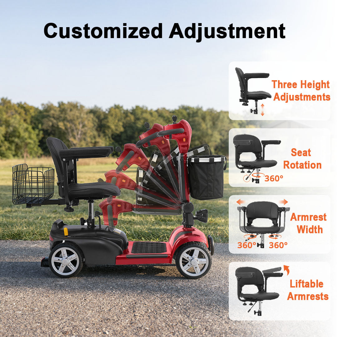 ECOMOBI MS02 4-Wheel Mobility Scooter for Seniors – 30-Mile Range | 7 MPH Top Speed