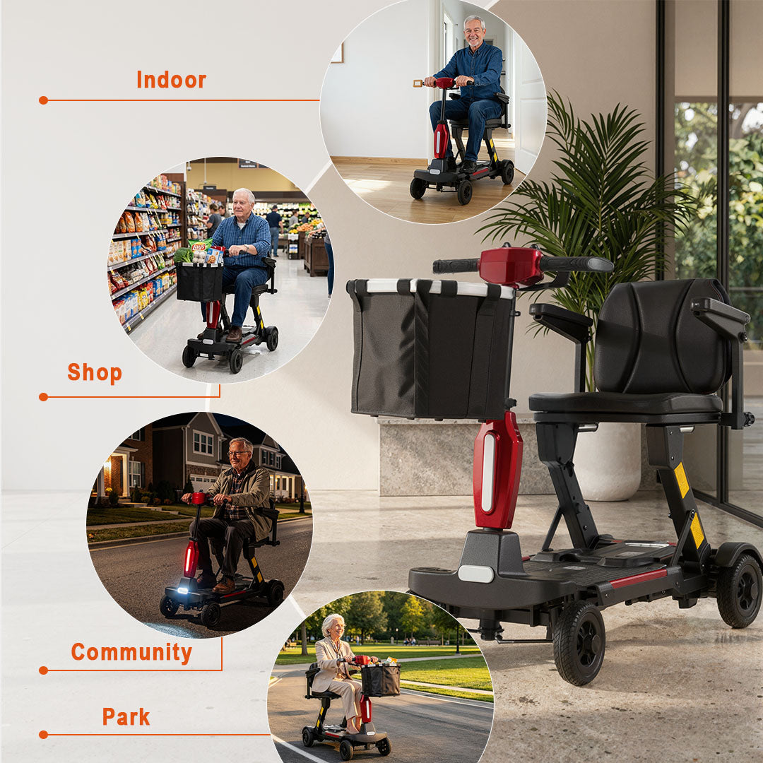 ECOMOBI MS02-F Foldable Mobility Scooter for Seniors – 15-Mile Range | 330 lbs Capacity | Airline Approved