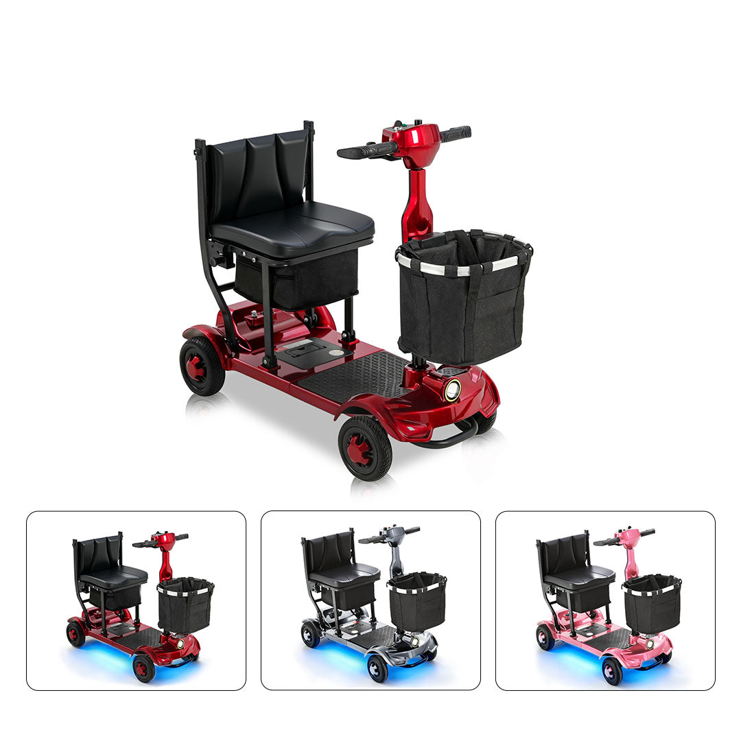 ECOMOBI MS01 F Lightweight Mobility Scooter, 41 lbs, 12/24 Mile Range, 300 lbs Capacity, LED Light & Triple Storage